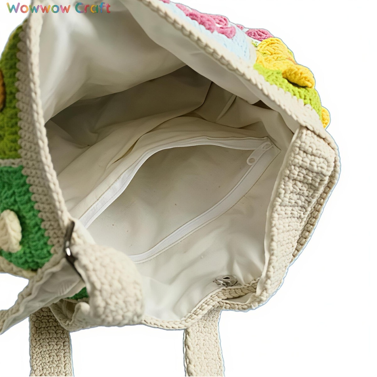 Shoulder Bags,Totes,Crochet Bags,Colorful Flowers Embroidery Granny Square Tote crocheted with Snow Fairy Yarn - High quality handmade crocheted shoulder bag